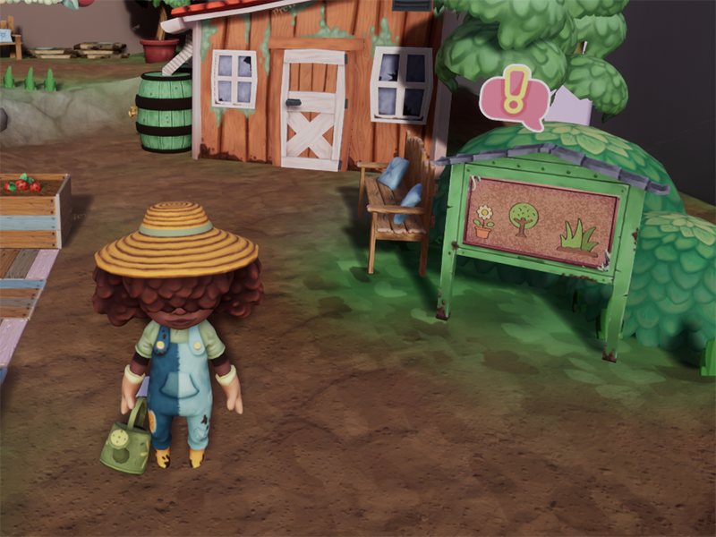  Screen shot from Little Garden in the City, showing the protagonist standing in a community garden.